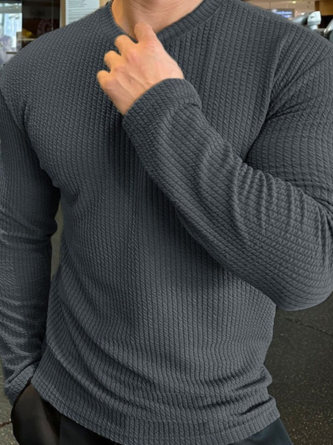 Men's Plus Size Round Neck Long Sleeve T-Shirt Men’s tshirt Luxurious Weddings