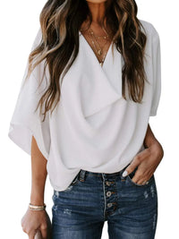 Full Size Ruched Three-Quarter Sleeve Blouse Plus Size Blouse Luxurious Weddings