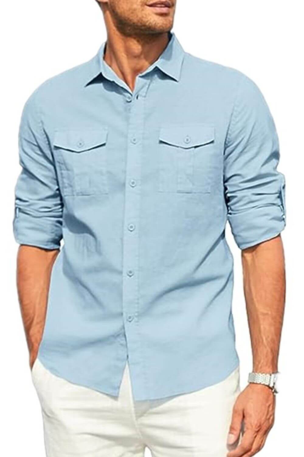 Men's Plus Size Button Down Collared Neck Long Sleeve Shirt shirts Luxurious Weddings