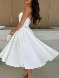 Solid Color Tube Midi Dress Summer Dress Luxurious Weddings
