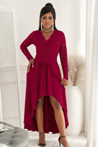 Lace High-Low V-Neck Dress Mother of the bride Luxurious Weddings