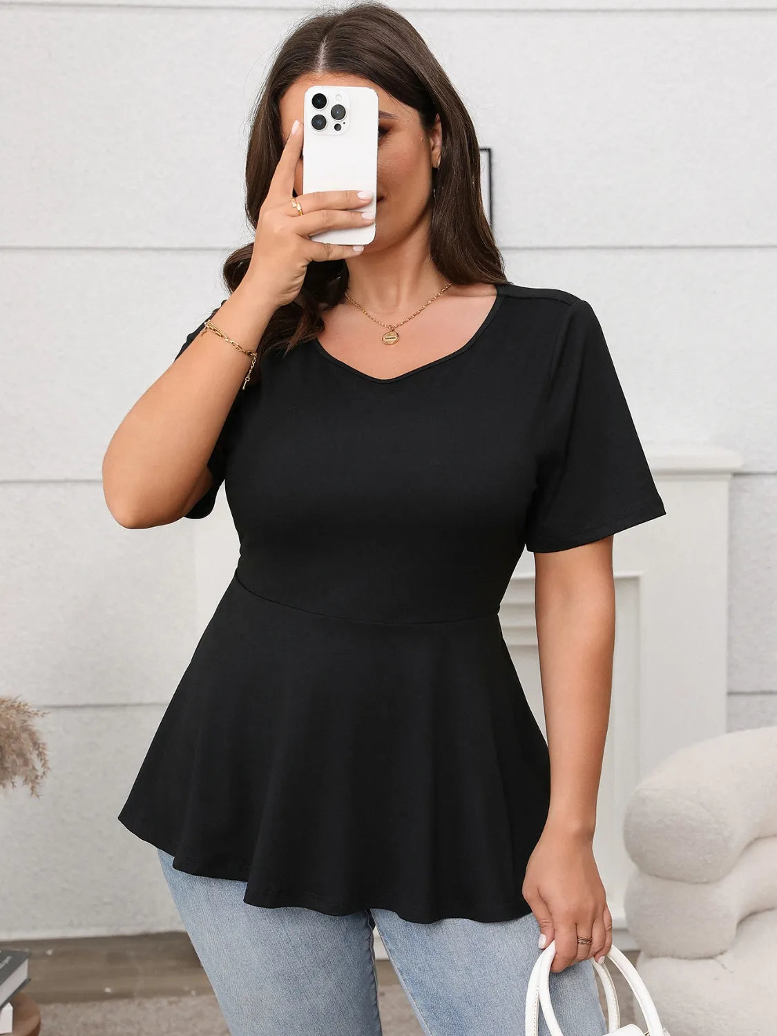 Plus Size Bow Back Short Sleeve Blouse Plus size blouse Luxurious Weddings