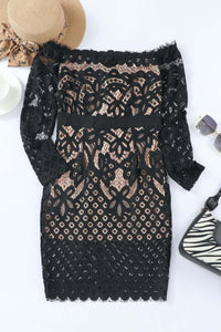Off-Shoulder Long Sleeve Lace Dress Midi dresses Luxurious Weddings