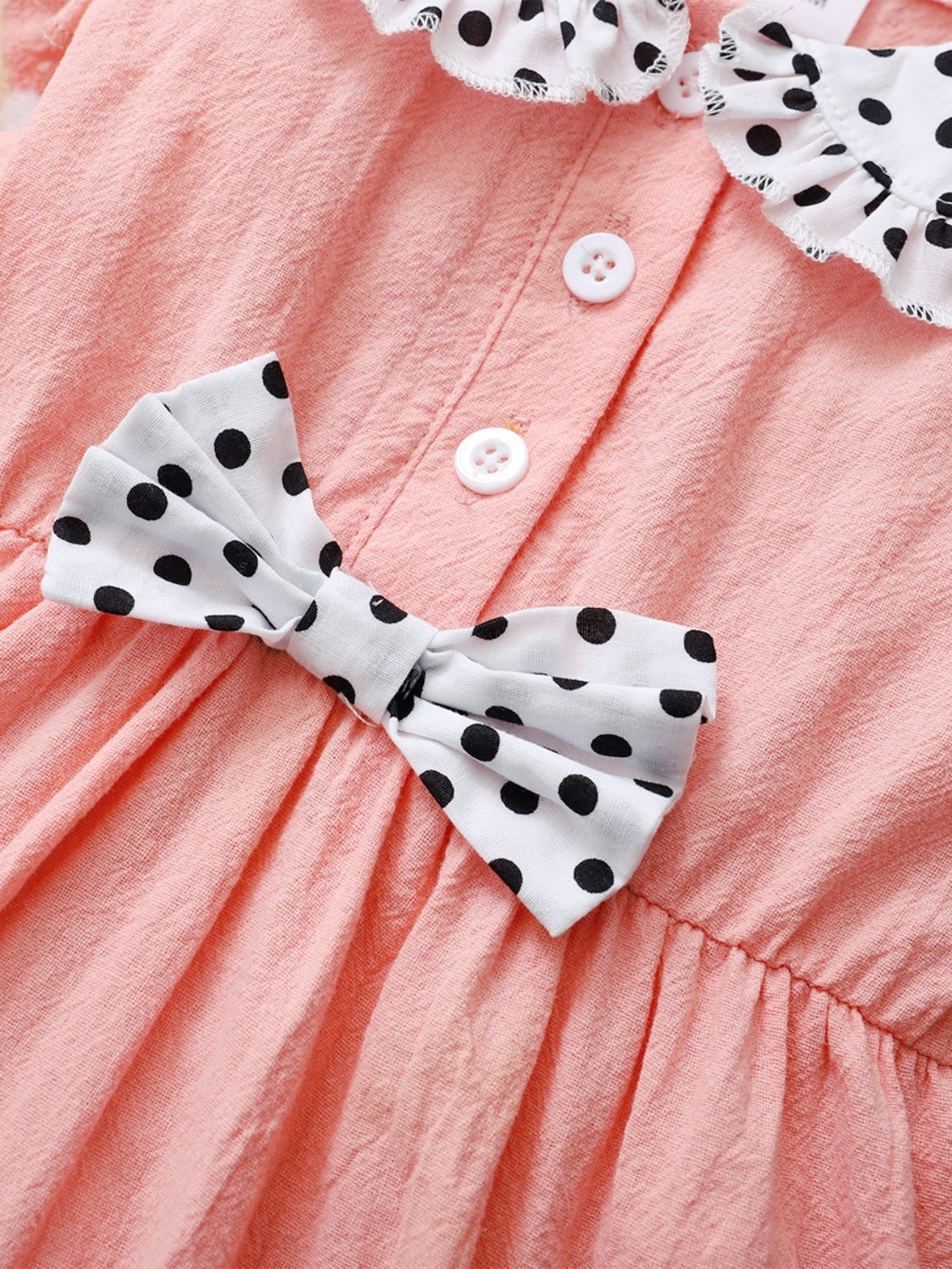Children's Bow Peter Pan Collar Ruffle Sleeve Dress Girls dress Luxurious Weddings