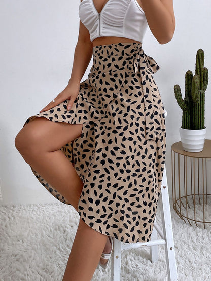 Tied Slit Printed Skirt Skirts Luxurious Weddings
