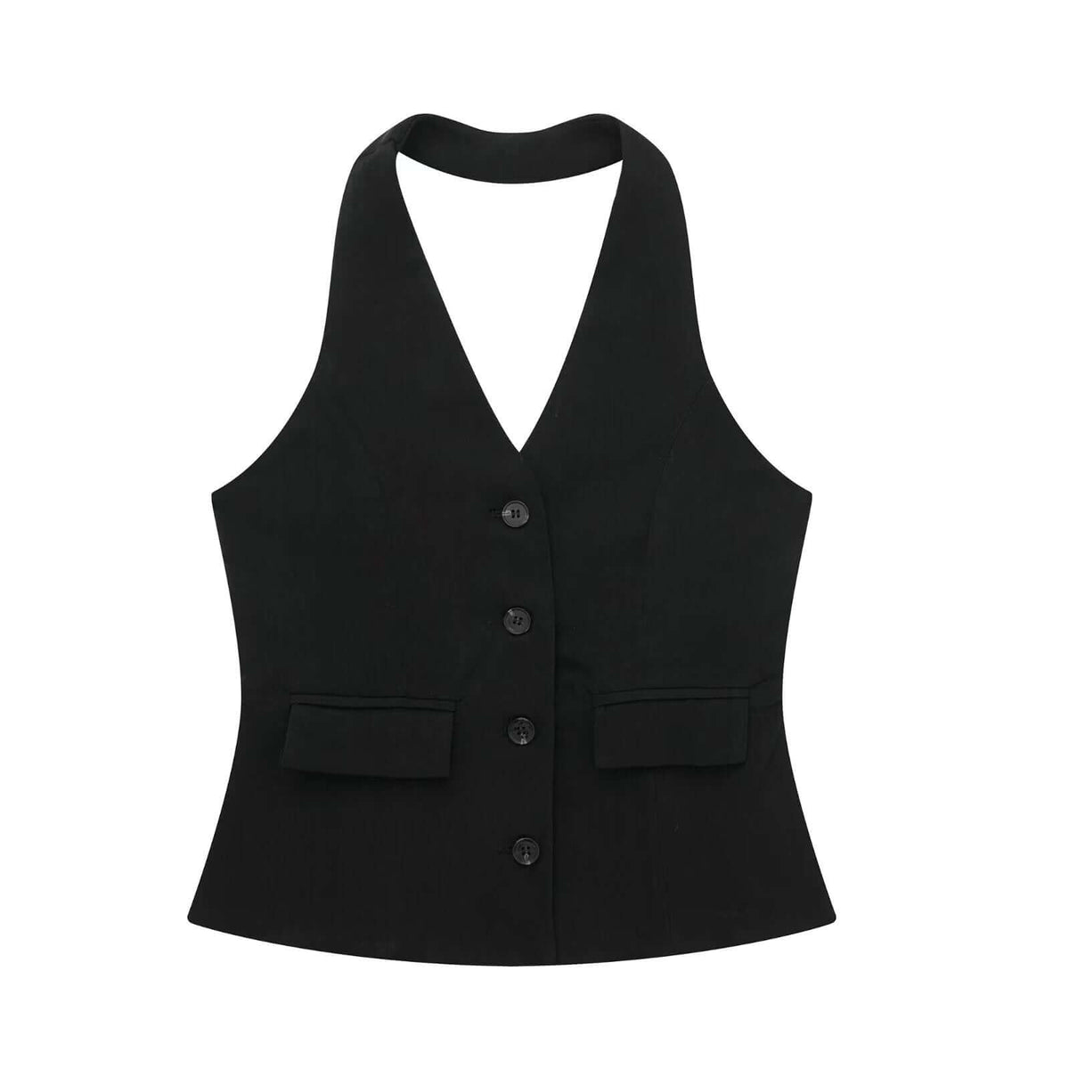 Women's Pleated Decorative High Waist Wide Leg Pants Hanging Collar Vest women's suit Luxurious Weddings