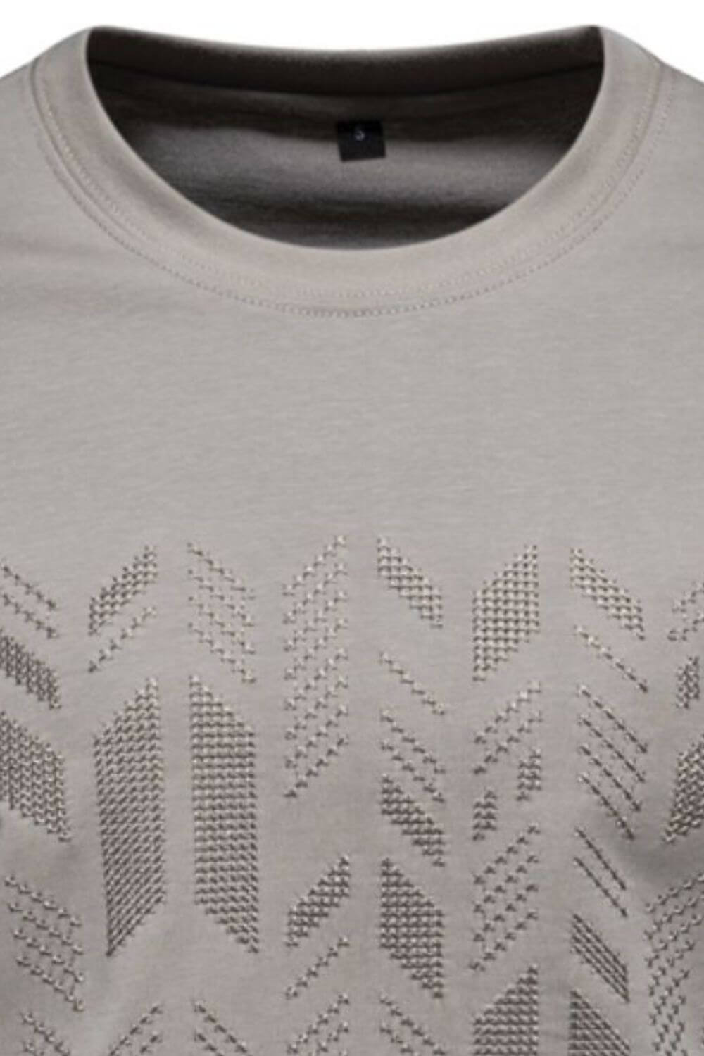 Men's Round Neck Geometric Embroidered T-Shirt Men's Tshirts Luxurious Weddings