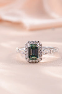 1 Carat Moissanite 925 Sterling Silver Ring Emrald Ring Luxurious Weddings