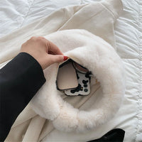 Fur Women's Small Half Bag Short Handle Clutch Handbags Luxurious Weddings