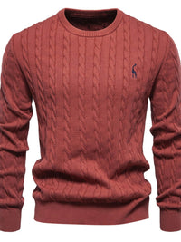 Men's Cable-Knit Round Neck Long Sleeve Sweater Sweatshirts Luxurious Weddings