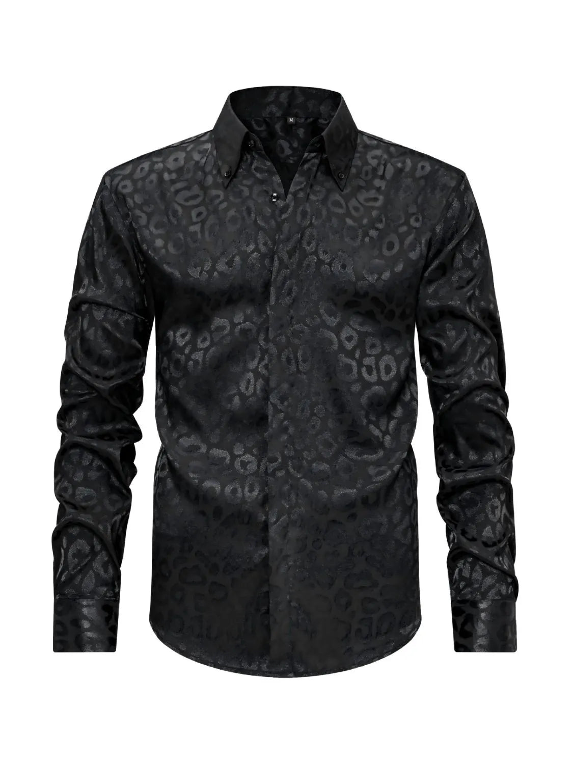 Men's Full Size Leopard Button Down Satin Shirt Plus Size mens shirts Luxurious Weddings