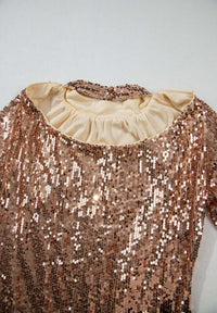 Backless Sequin Mock Neck Long Sleeve Mini Dress Dresses/Sequin Dresses Luxurious Weddings