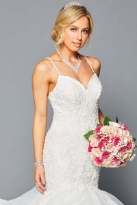 Spaghetti Strap V-Neck Sheer Sequin Gown Wedding Dress Luxurious Weddings