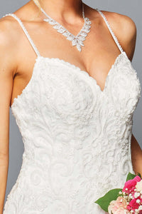 Spaghetti Strap V-Neck Sheer Sequin Gown Wedding Dress Luxurious Weddings