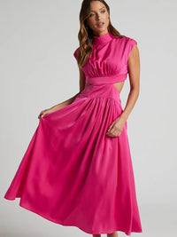 Cutout Mock Neck Sleeveless Ruched Dress Sleeveless dress Luxurious Weddings