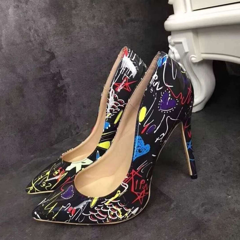 Women’s Graffiti high heel pumps, perfect for formal wear & accessories NZ, featuring a bold design and sleek finish.
