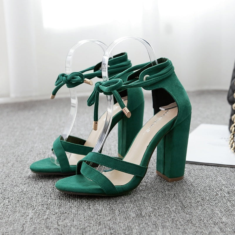 Strappy Green Criss Cross high heel sandals Luxurious Weddings