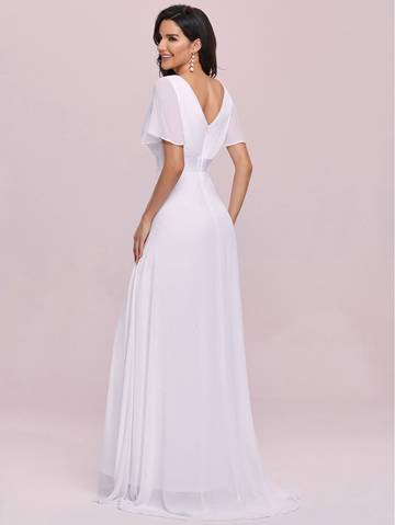 Ruched Bodice Ribbon Waist Chiffon Wedding Dress Wedding Dresses Luxurious Weddings