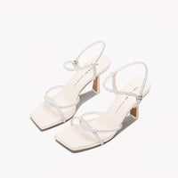 Rhinestone Crossover With Open Toe High Heels Sandal Heel Luxurious Weddings