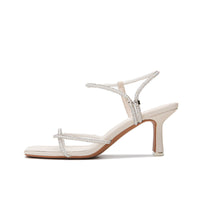 Rhinestone Crossover With Open Toe High Heels Sandal Heel Luxurious Weddings