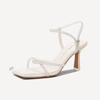 Rhinestone Crossover With Open Toe High Heels Sandal Heel Luxurious Weddings