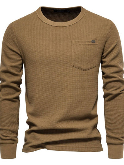 Men's Waffle-Knit Round Neck T-Shirt Men's Tshirts Luxurious Weddings