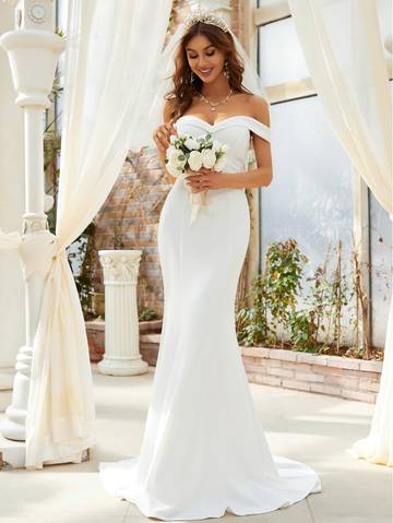 Teresa Off Shoulder Tube Mermaid Hem Wedding Dress Wedding Dresses Luxurious Weddings