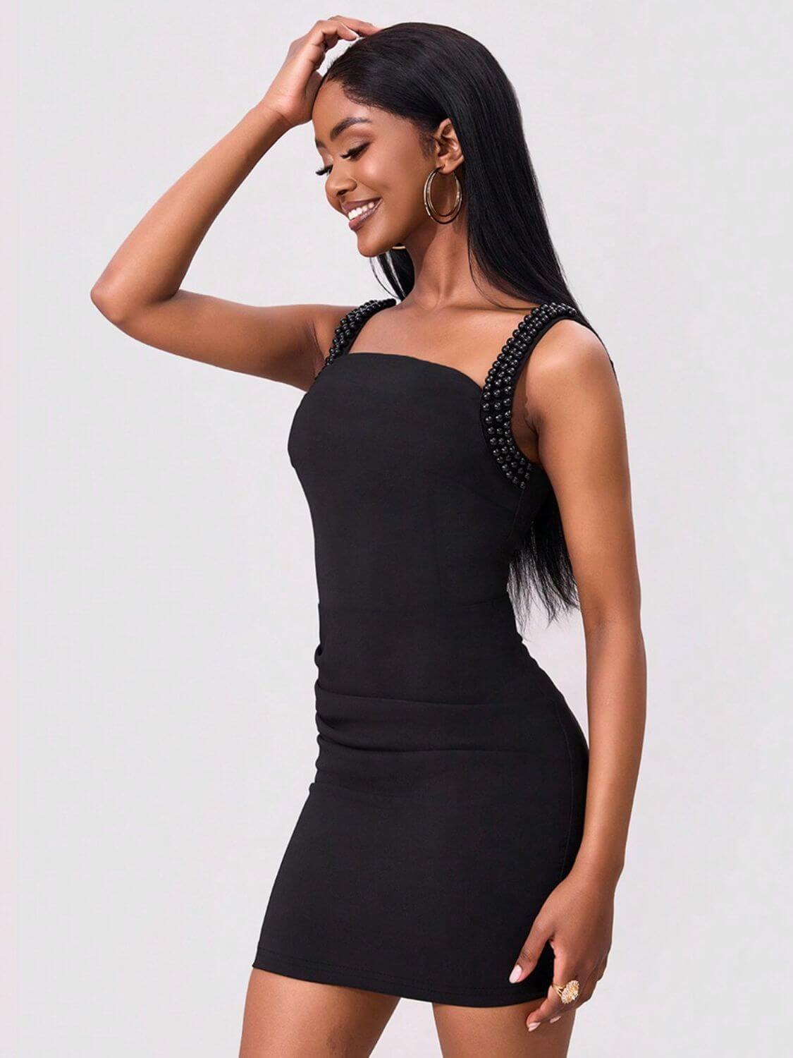 Bead Trim Wide Strap Wrap Dress Dresses/Mini Dresses Luxurious Weddings