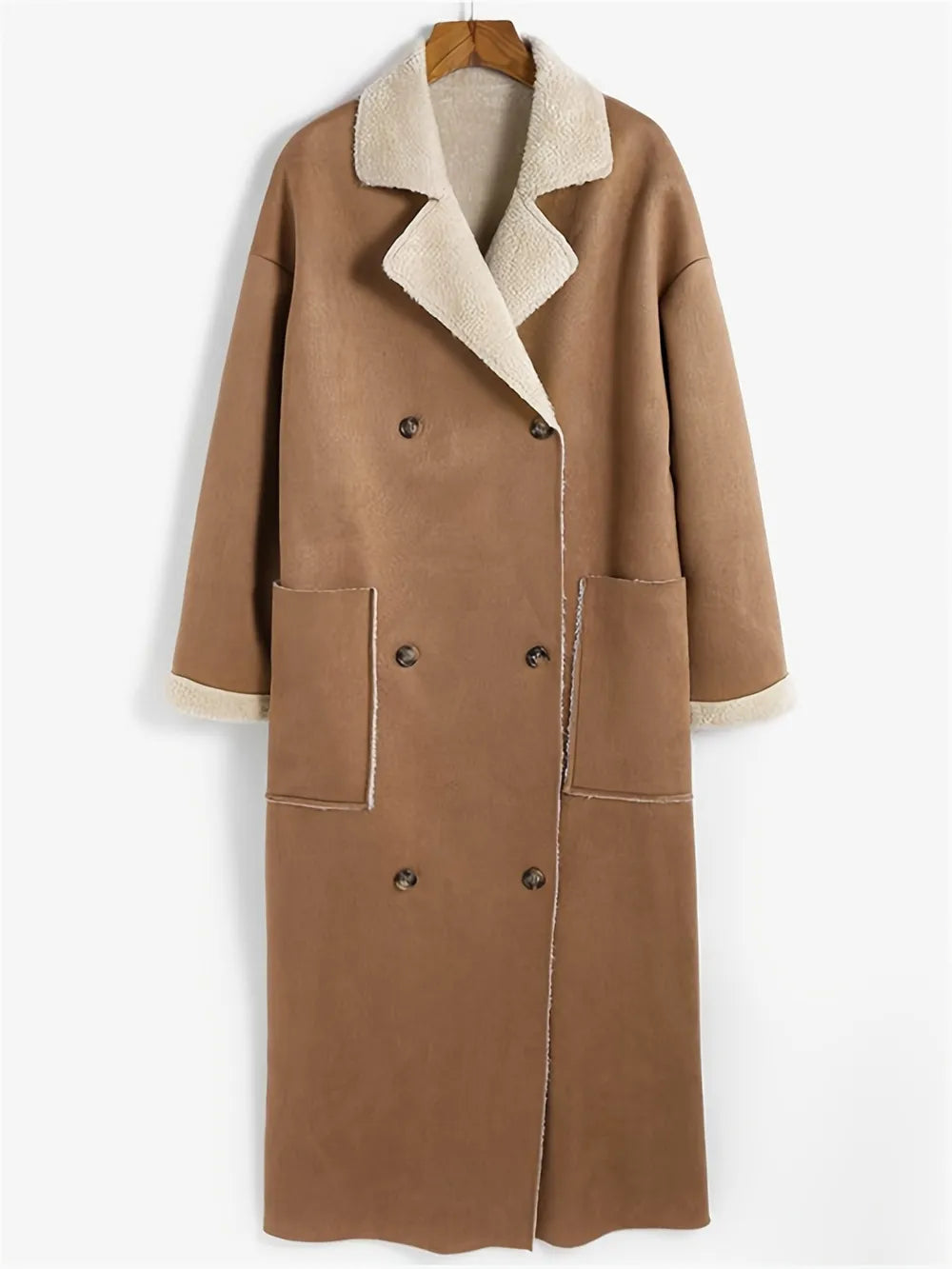 Plus Size Drop Shoulder Sherpa Longline Coat Plus size coat Luxurious Weddings