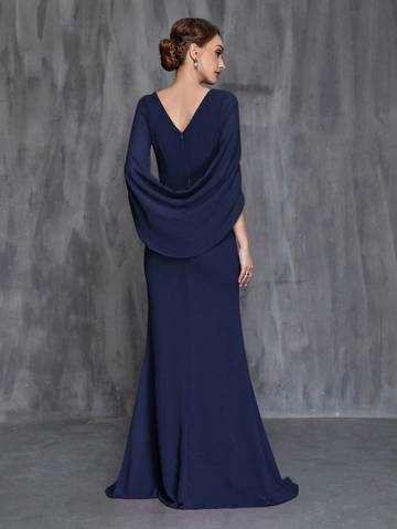 Formal Mermaid Dress With Front Pleat And Back Train Mother of the Bride Dresses Luxurious Weddings