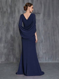 Formal Mermaid Dress With Front Pleat And Back Train Mother of the Bride Dresses Luxurious Weddings