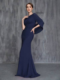 Formal Mermaid Dress With Front Pleat And Back Train Mother of the Bride Dresses Luxurious Weddings