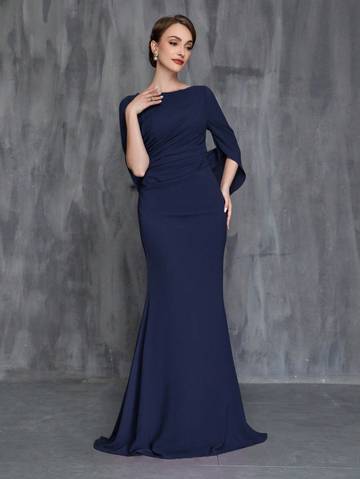 Formal Mermaid Dress With Front Pleat And Back Train Mother of the Bride Dresses Luxurious Weddings
