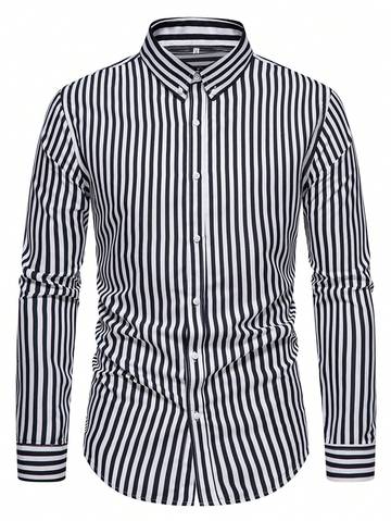 Men's Striped Button-Front Shirt Men Shirts Luxurious Weddings
