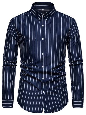 Men's Striped Button-Front Shirt Men Shirts Luxurious Weddings