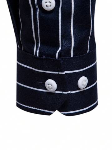 Men's Striped Button-Front Shirt Men Shirts Luxurious Weddings