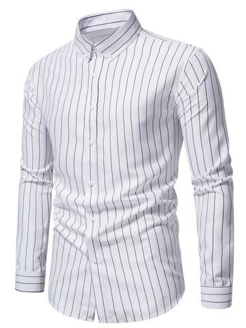 Men's Striped Button-Front Shirt Men Shirts Luxurious Weddings