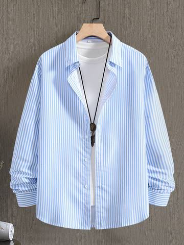 Men's Striped Button-Front Shirt Men Shirts Luxurious Weddings