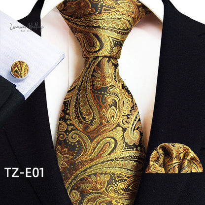 Stylish Paisley Tie & Waistband Set Necktie Luxurious Weddings