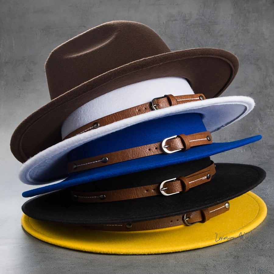 Vintage Wool Top Hat with Leather Buckle -Wedding Accessories Hats Luxurious Weddings