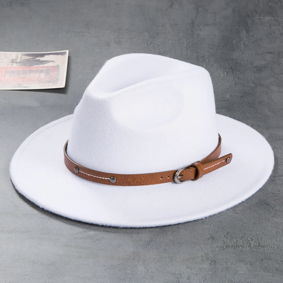 Vintage Wool Top Hat with Leather Buckle -Wedding Accessories Hats Luxurious Weddings