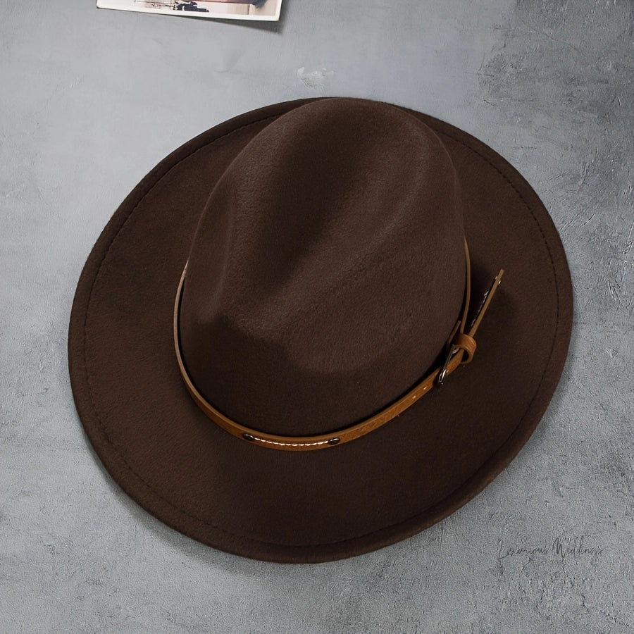 Vintage Wool Top Hat with Leather Buckle -Wedding Accessories Hats Luxurious Weddings