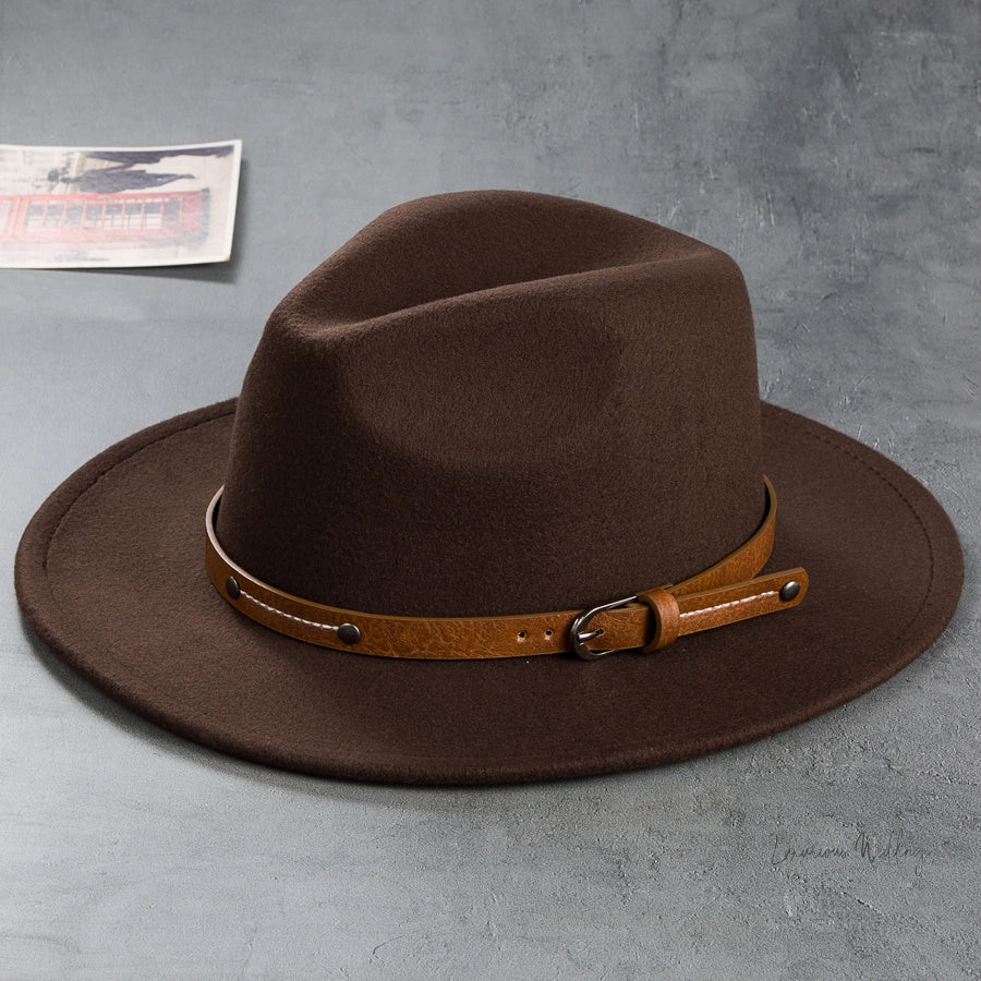 Vintage Wool Top Hat with Leather Buckle -Wedding Accessories Hats Luxurious Weddings