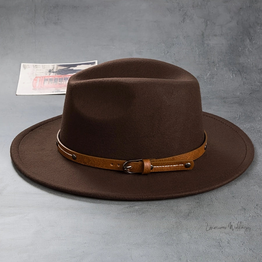 Vintage Wool Top Hat with Leather Buckle -Wedding Accessories Hats Luxurious Weddings