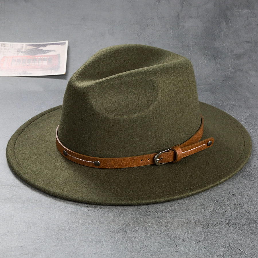 Vintage Wool Top Hat with Leather Buckle -Wedding Accessories Hats Luxurious Weddings
