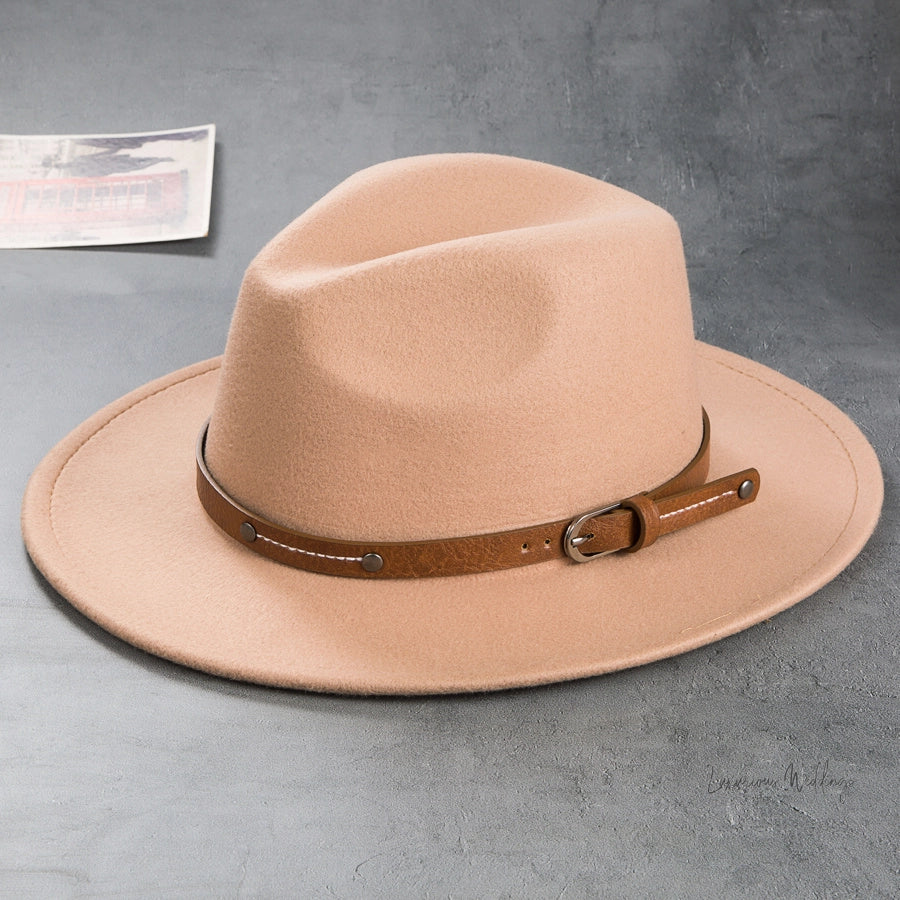 Vintage Wool Top Hat with Leather Buckle -Wedding Accessories Hats Luxurious Weddings