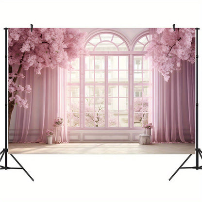Wedding Backdrop - Pink Floral Vinyl Banner for Photos, Bridal Shower, Cake Table Photography Backdrop Luxurious Weddings