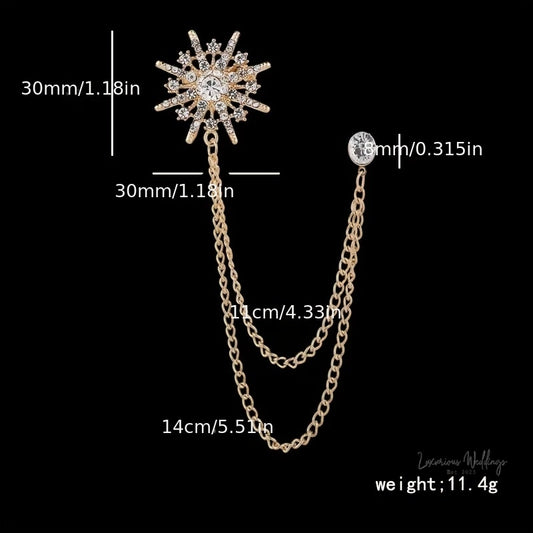 Rhinestone Suit Brooch - Elegant Alloy Accessory with Funky Design Suit Booch Luxurious Weddings