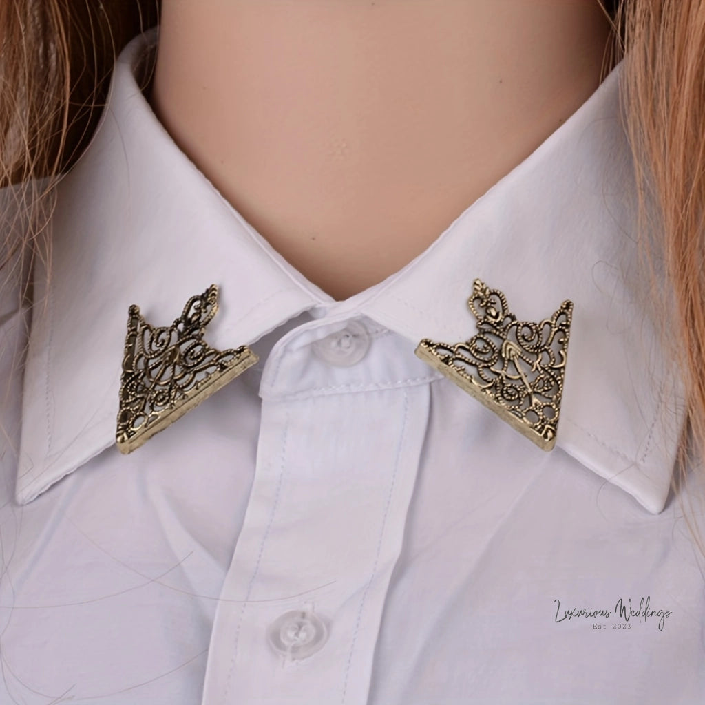 Vintage Collar Buckle Pin - Royal Alloy Design Suit Accessories Luxurious Weddings