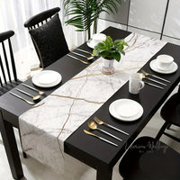 White Gray Marble Table Runner - 13''x72'' Table-Runner Luxurious Weddings